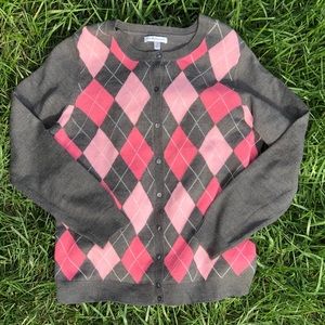 vintage pink/grey argyle sweater